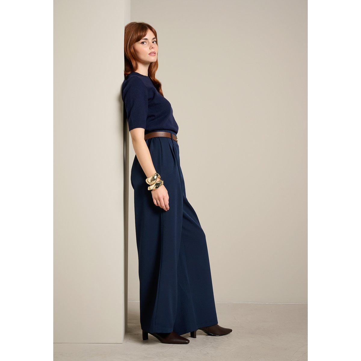 Pantalon large élégant bleu marine, LOLALIZA