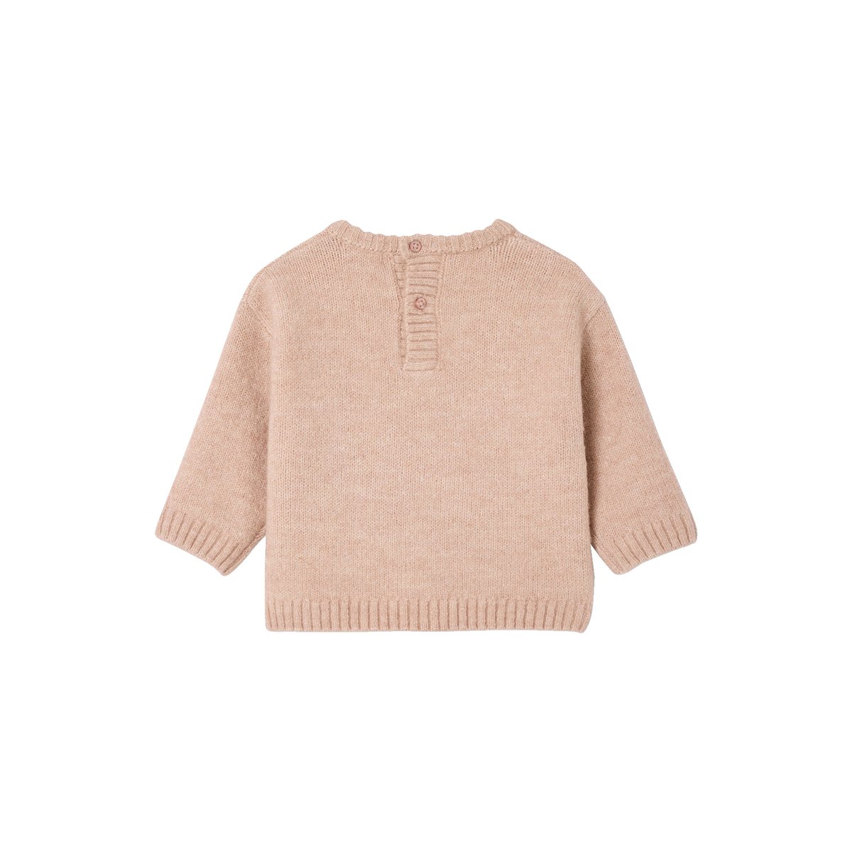 Pull bébé en tricot avec noeud en volume rose poudré, VERTBAUDET