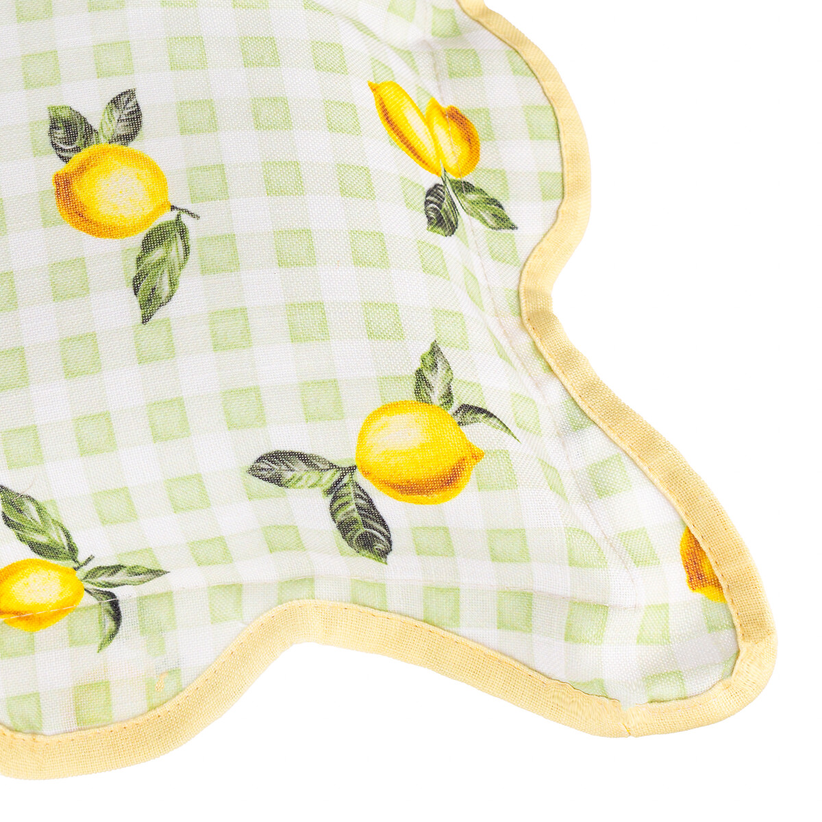 Fruits Lemons Gingham Check Outdoor Cushion sage, FURN.