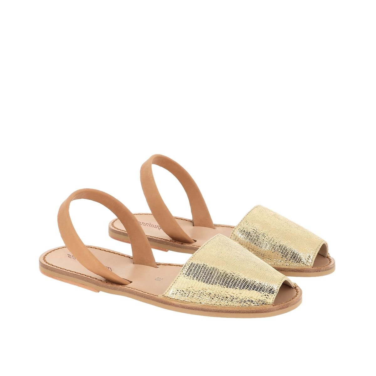 Sandales en cuir brillant AVARCA NEO doré, MINORQUINES