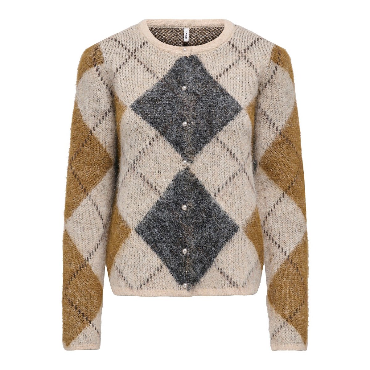Cárdigan de manga larga con estampado jacquard estampado beige, ONLY