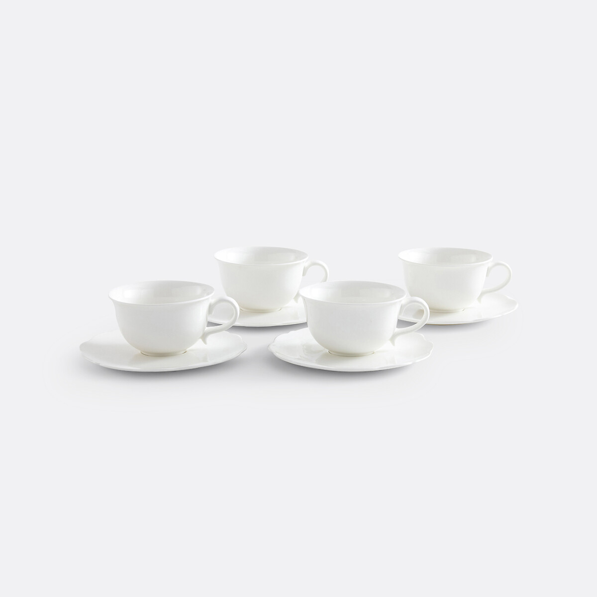 Lot de 4 tasses à café et sous-tasses, Hirène blanc, LA REDOUTE INTERIEURS