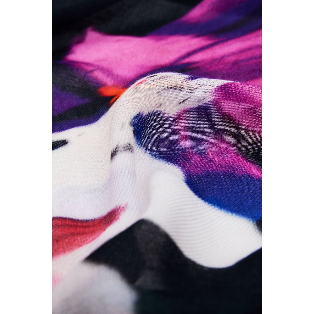 Foulard rectangulaire à fleurs noir, DESIGUAL