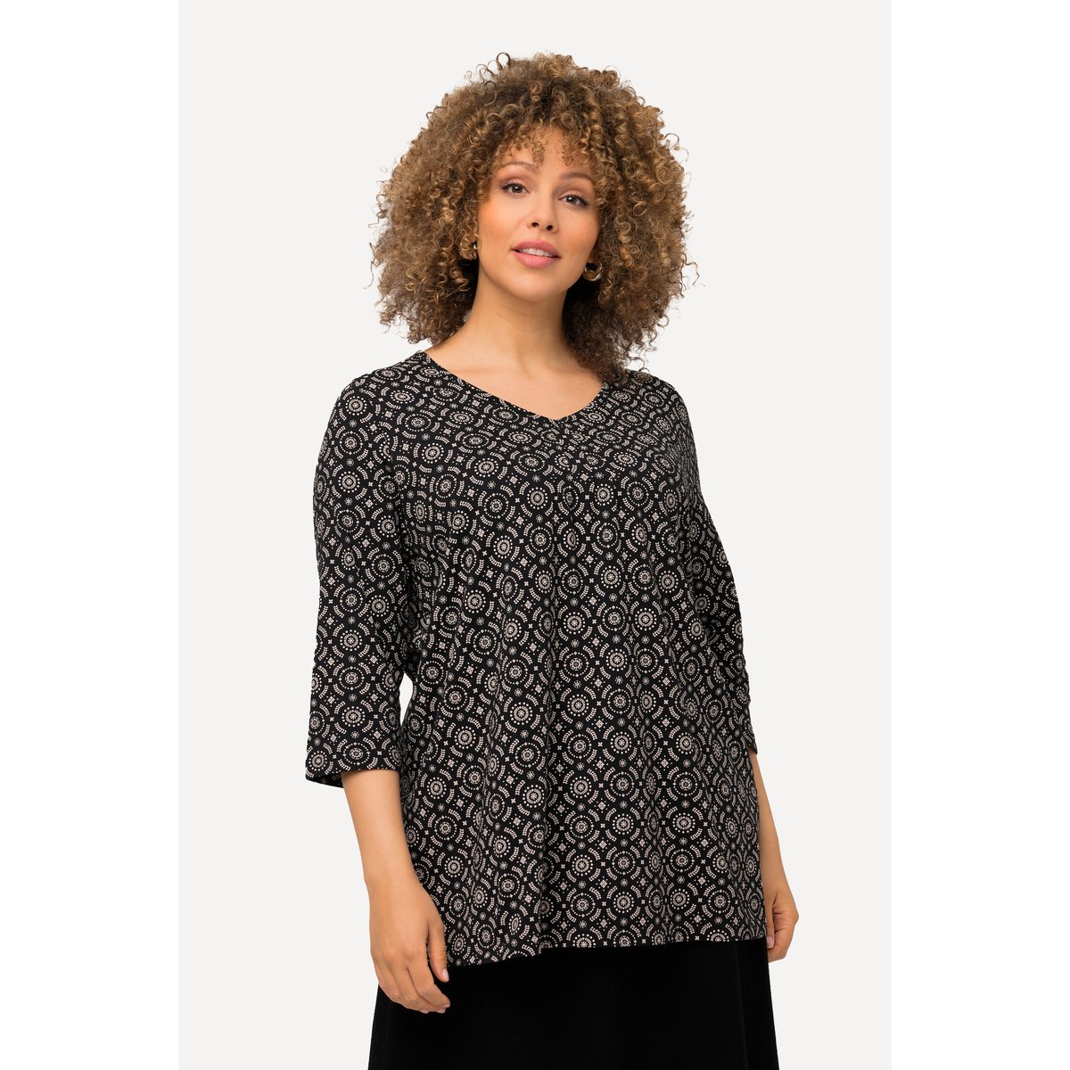 T-shirt à ligne en A noir, ULLA POPKEN