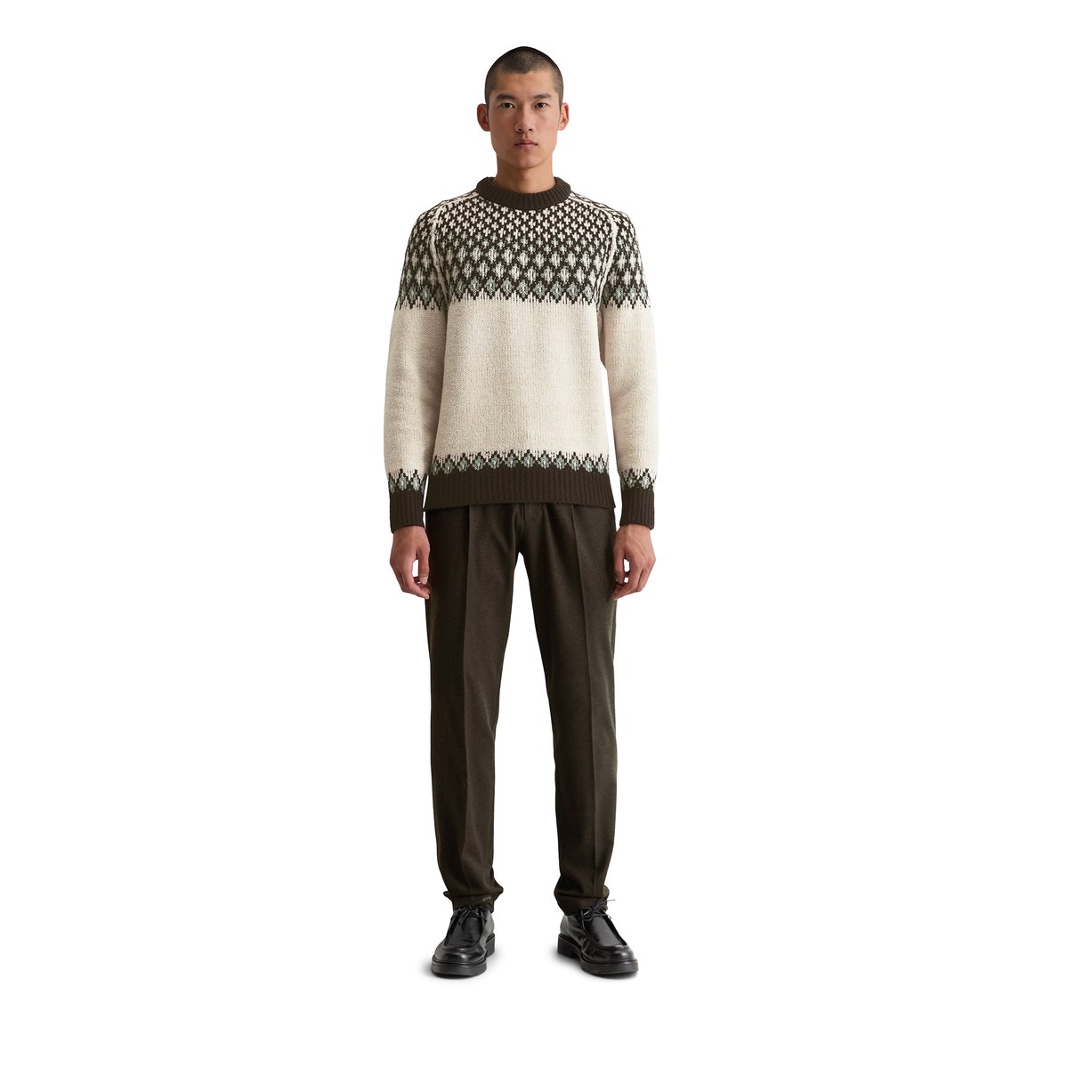 Pull norvégien regular en doux mélange de laine vierge marron clair, MARC O'POLO