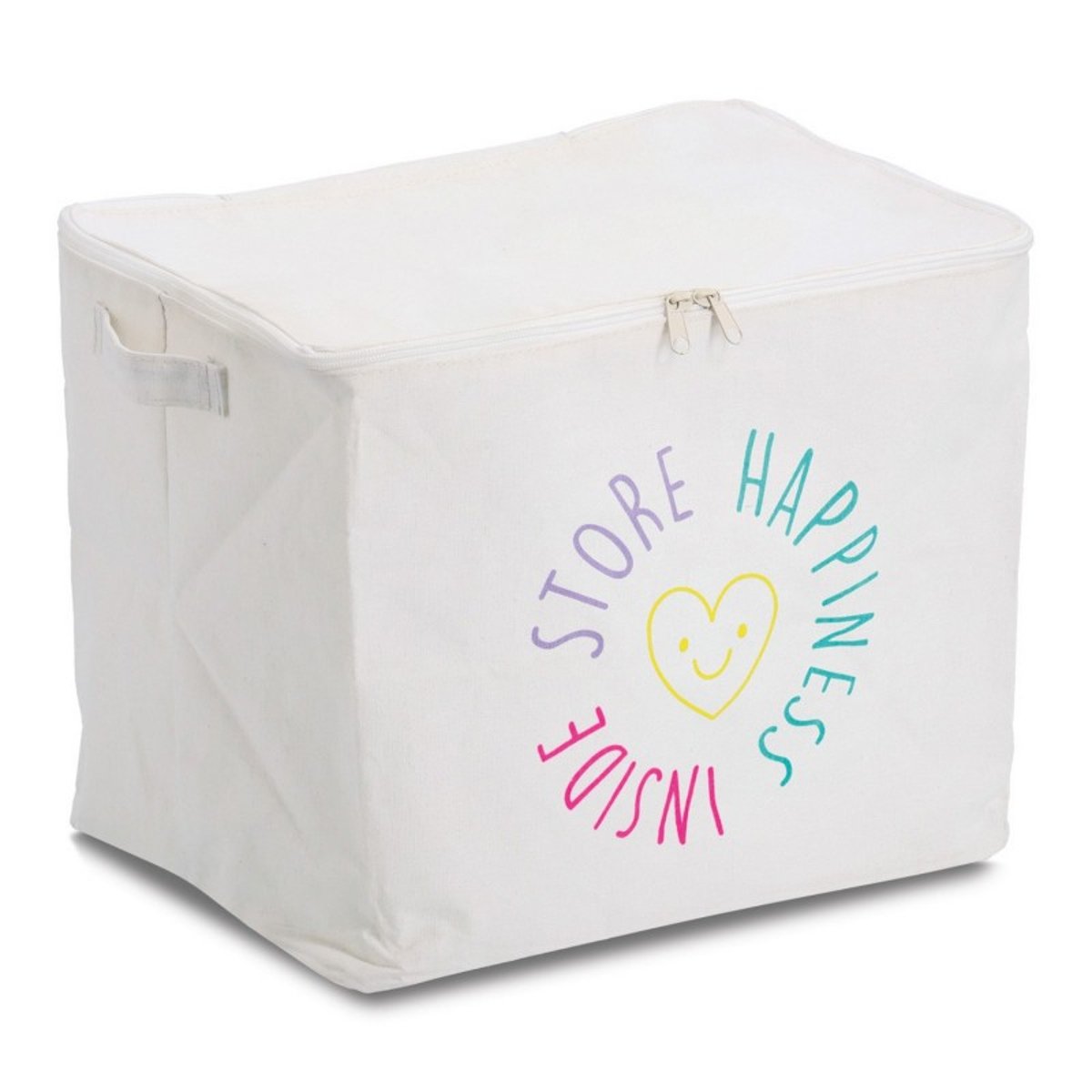 Boite cube rangement tissu fermeture é blanc, ZELLER PRESENT