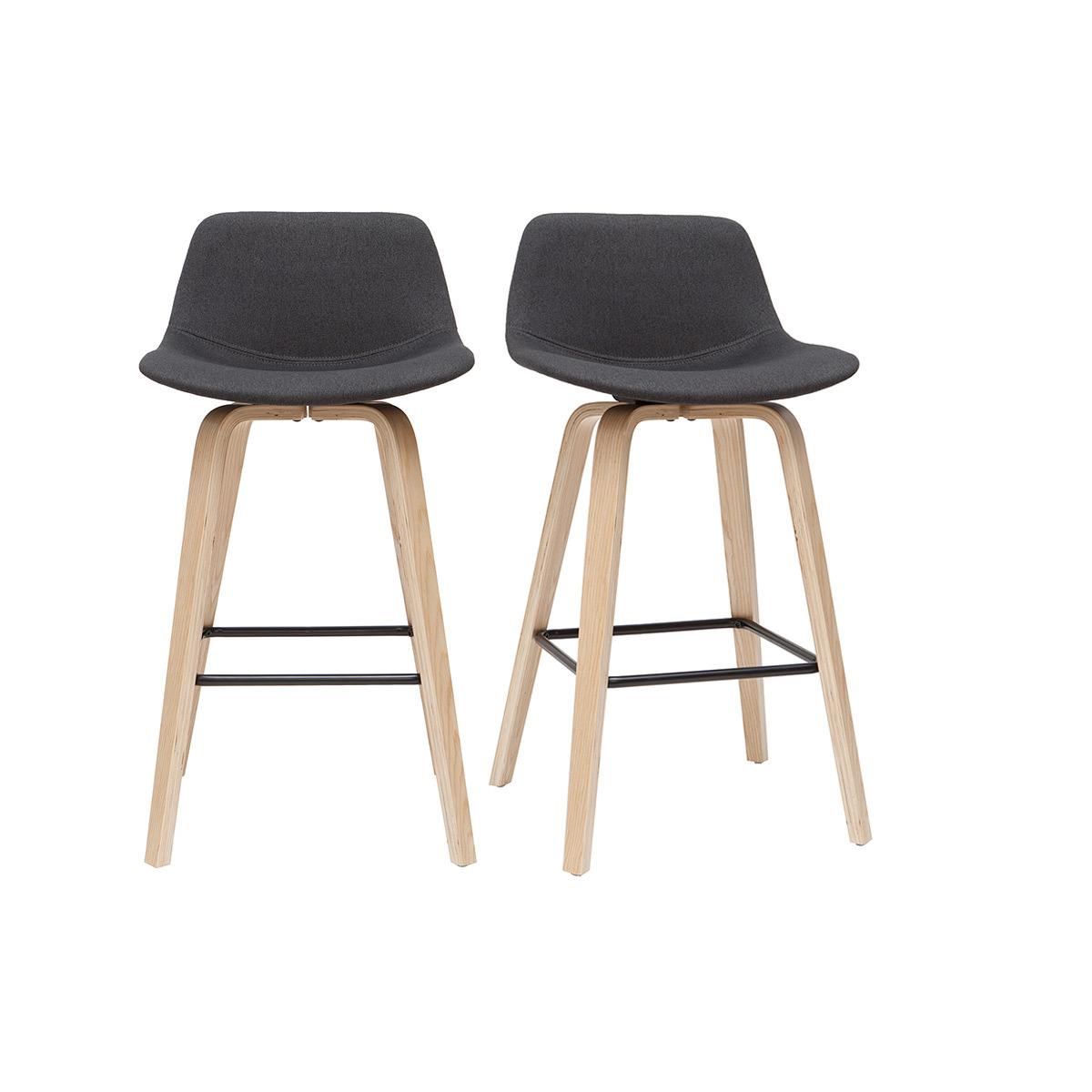 Tabourets de bar scandinaves H65 cm (lot de 2) NONIE gris foncé, MILIBOO