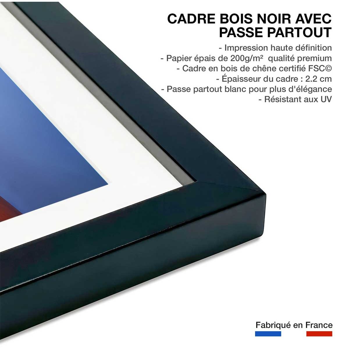 Affiche de Namibie, Le deadvlei affiche + cadre en bois - noir, HEXOA