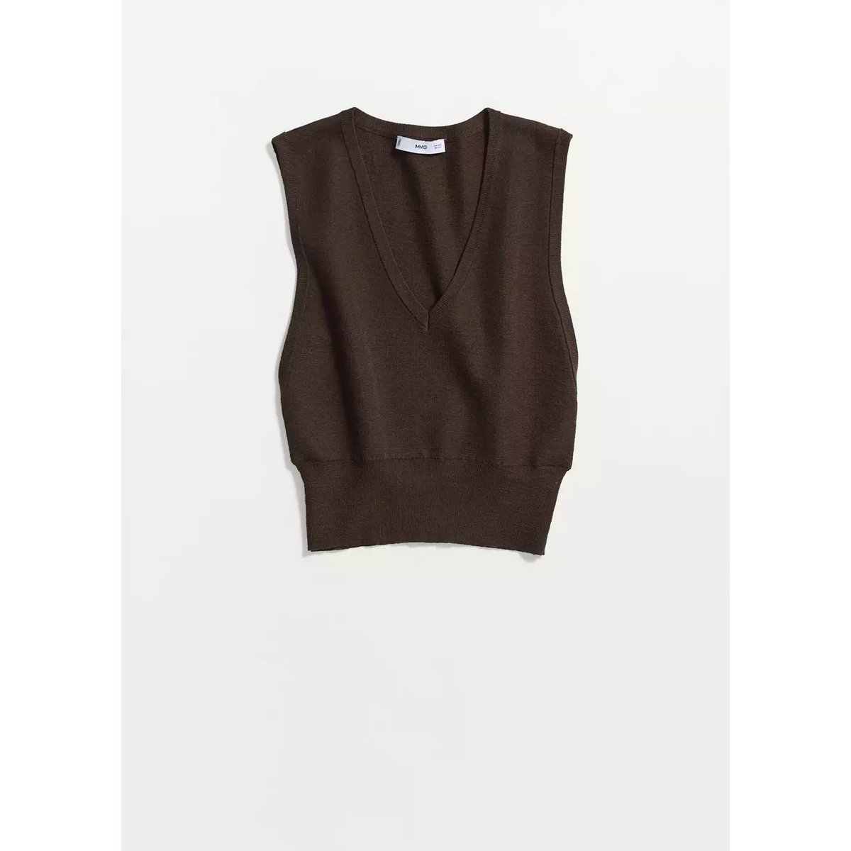Gilet maille col V café, MANGO