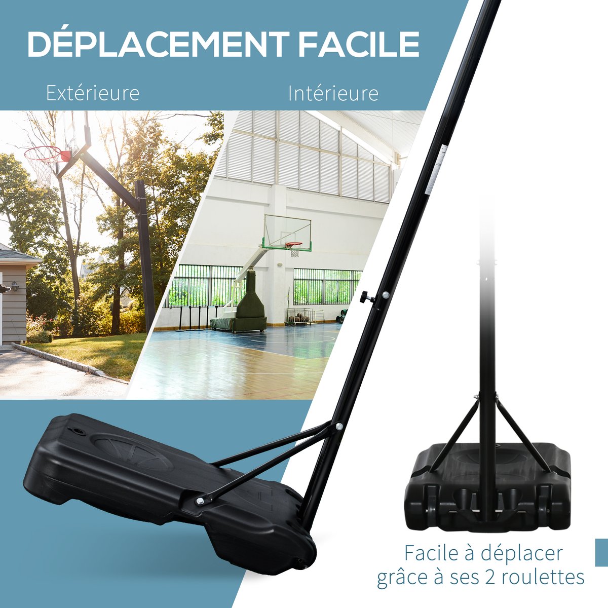 Support pour panier de basket Acier Noir blanc, HOMCOM