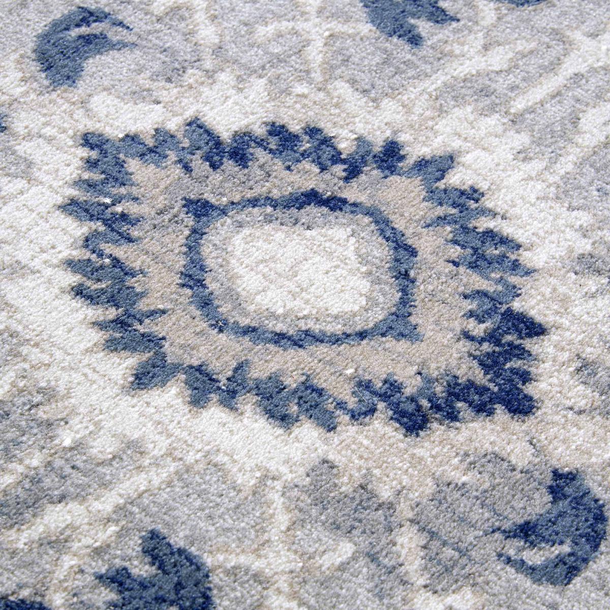 Tapis d'orient, motif oriental, GABRIELLE, entretien facile crème, bleu, UN AMOUR DE TAPIS