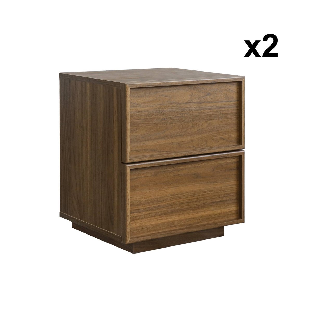 Table de chevet décor bois 2 tiroirs (lot de 2) KUBA noyer, SWEEEK