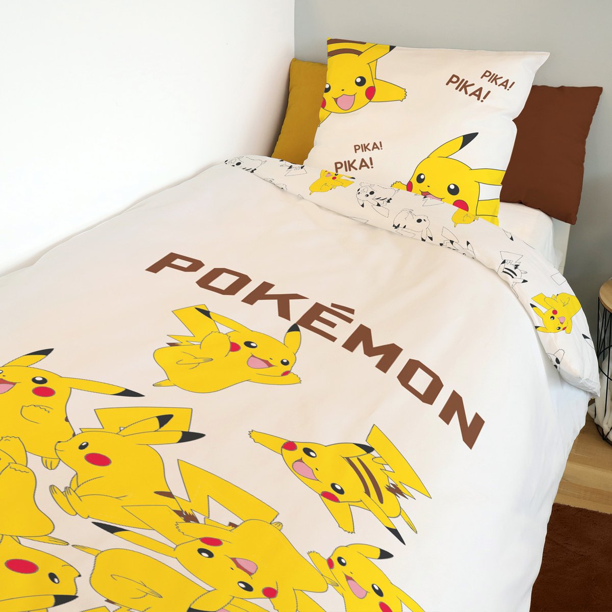 Parure de lit coton Pokémon, PIKACHU DELUGE ecru, POKEMON
