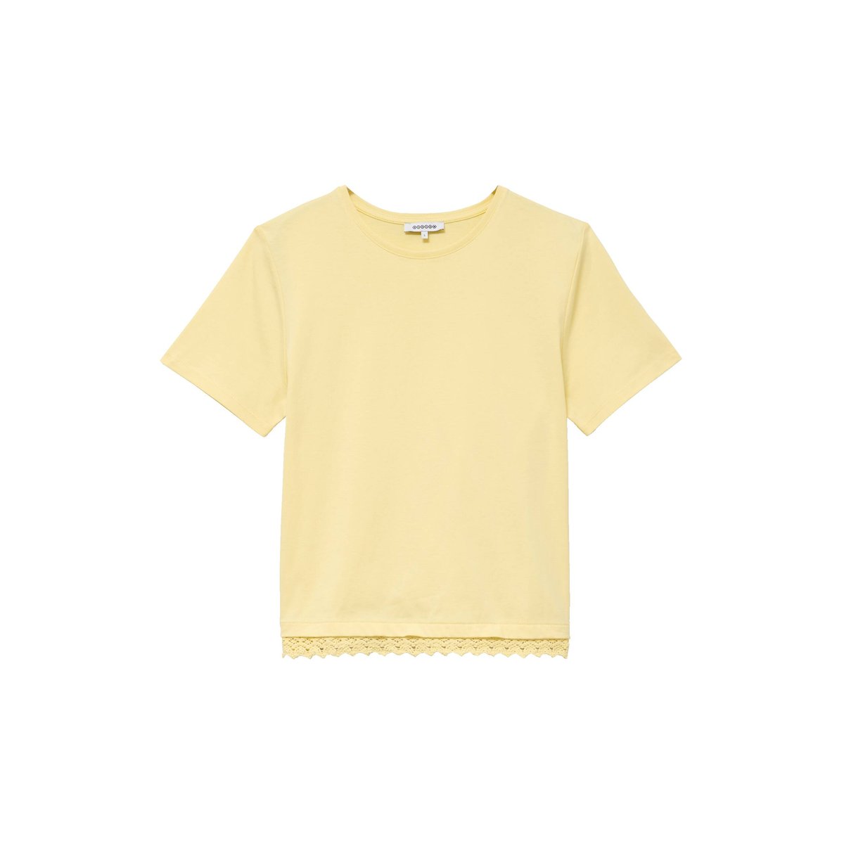 T-shirt droit col rond manches courtes jaune pastel, BONOBO
