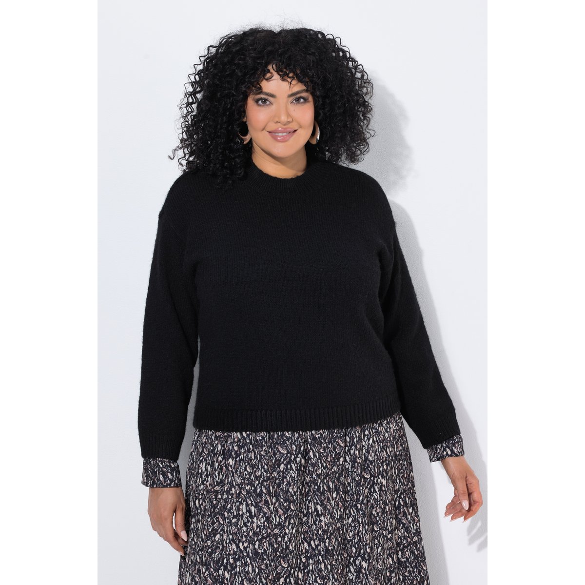 Pull en maille fine, col montant noir, ULLA POPKEN