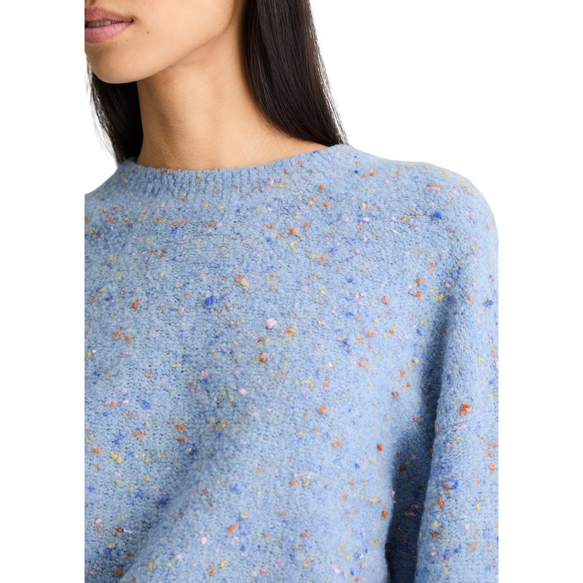 Pull bouclé oversize en mélange de laine vierge et de viscose bleu clair, MARC O’POLO DENIM