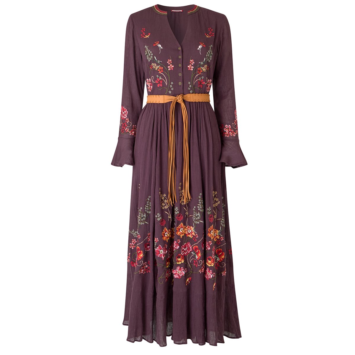 Magnifique Robe Longue Brodée Boutique marron, JOE BROWNS