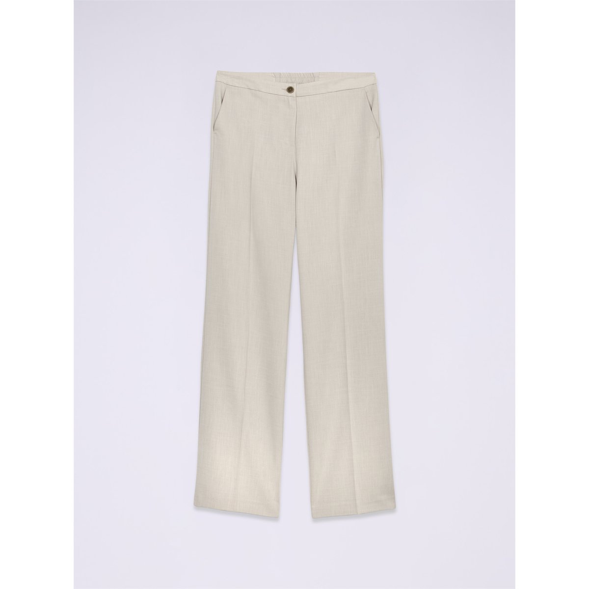 Pantalon palazzo en tissu fluide beige, OLTRE