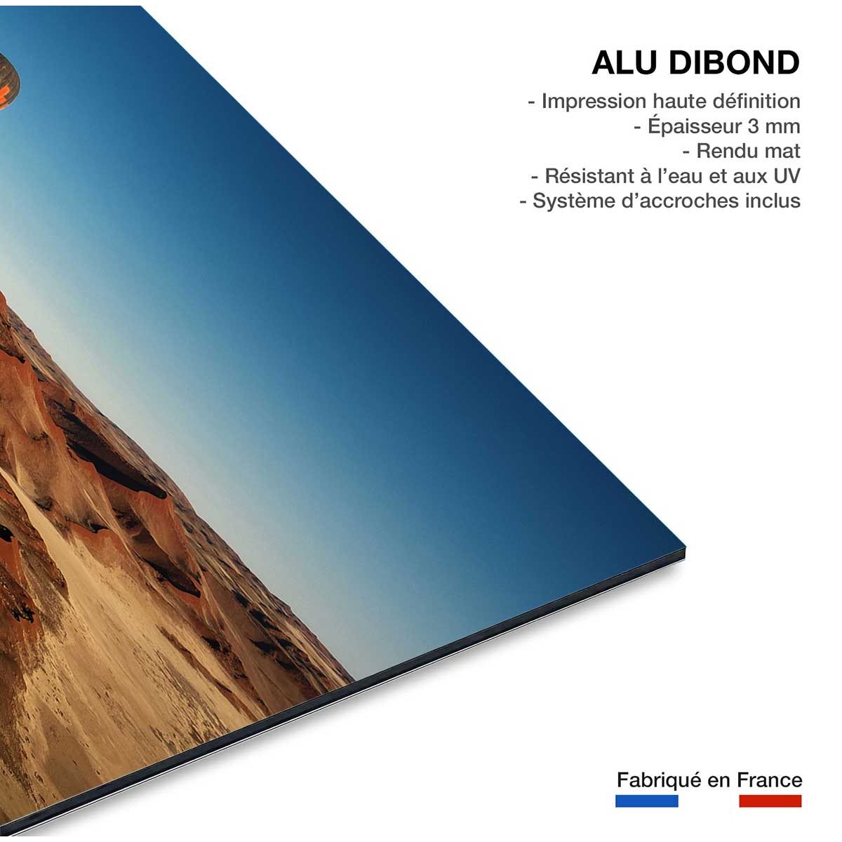Tableau Vol au dessus du desert tableau alu dibond, HEXOA
