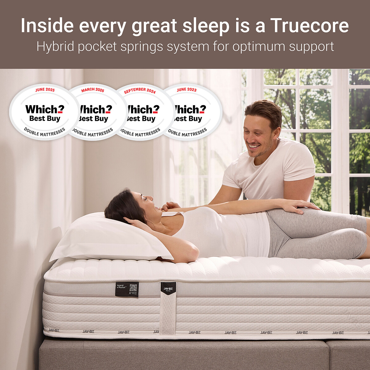Jay-Be® Hybrid 2000 e-Pocket™ Truecore® Eco-Friendly Mattress white, JAY-BE