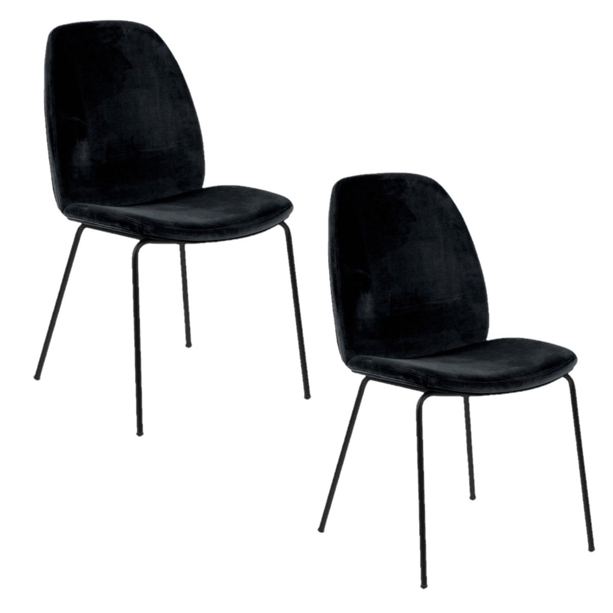 Lot de 2 chaises Billie en velours et métal noir, TOILINUX