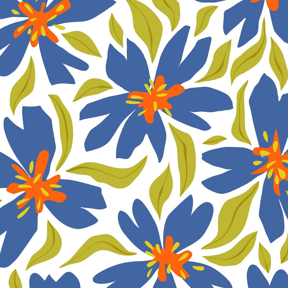 Affiche encadrée fleurs bleues décoratives affiche + cadre en métal - noir, HEXOA
