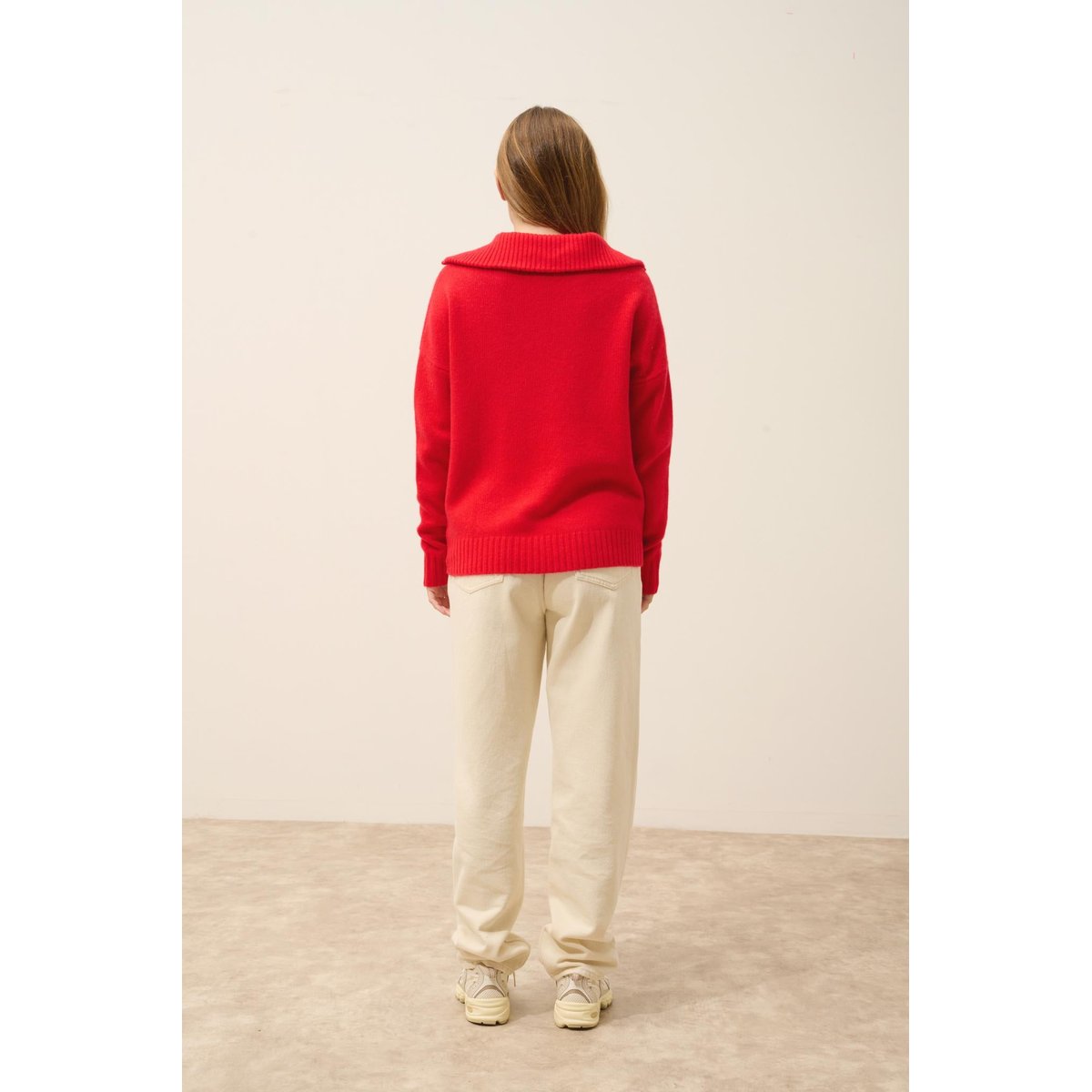 Pull Camionneur 6 Fils Carmin Akar rouge, JUST CASHMERE