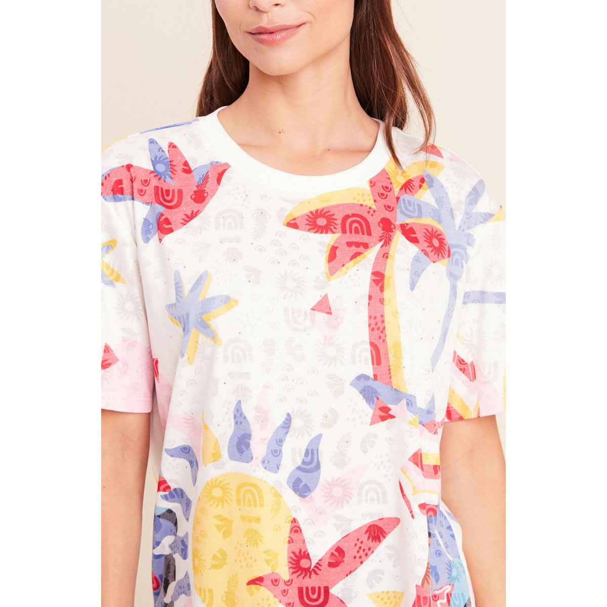 T-shirt ample col rond manches courtes blanc, BREAL
