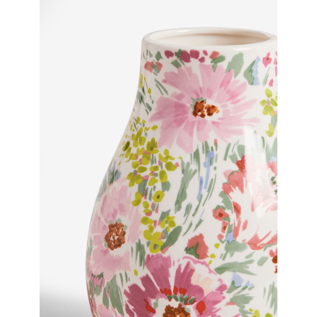 Vase en céramique imprimé floral multicolore lisse, NEXT