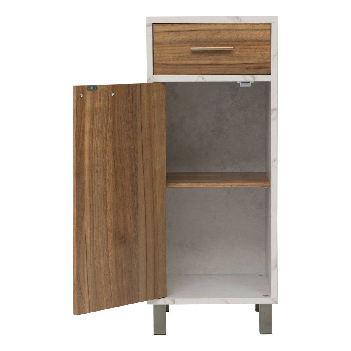 Meuble bas 1 porte et 1 tiroir effet marbre COME marron, 5FIVE SIMPLY SMART