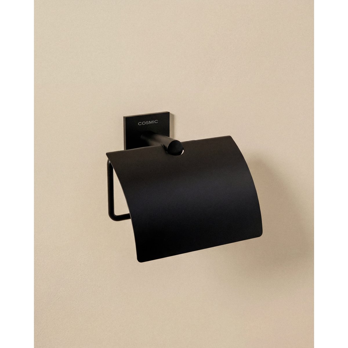 Porte Papier Toilette Avec Couvercle adhésif STICK noir mat, COSMIC