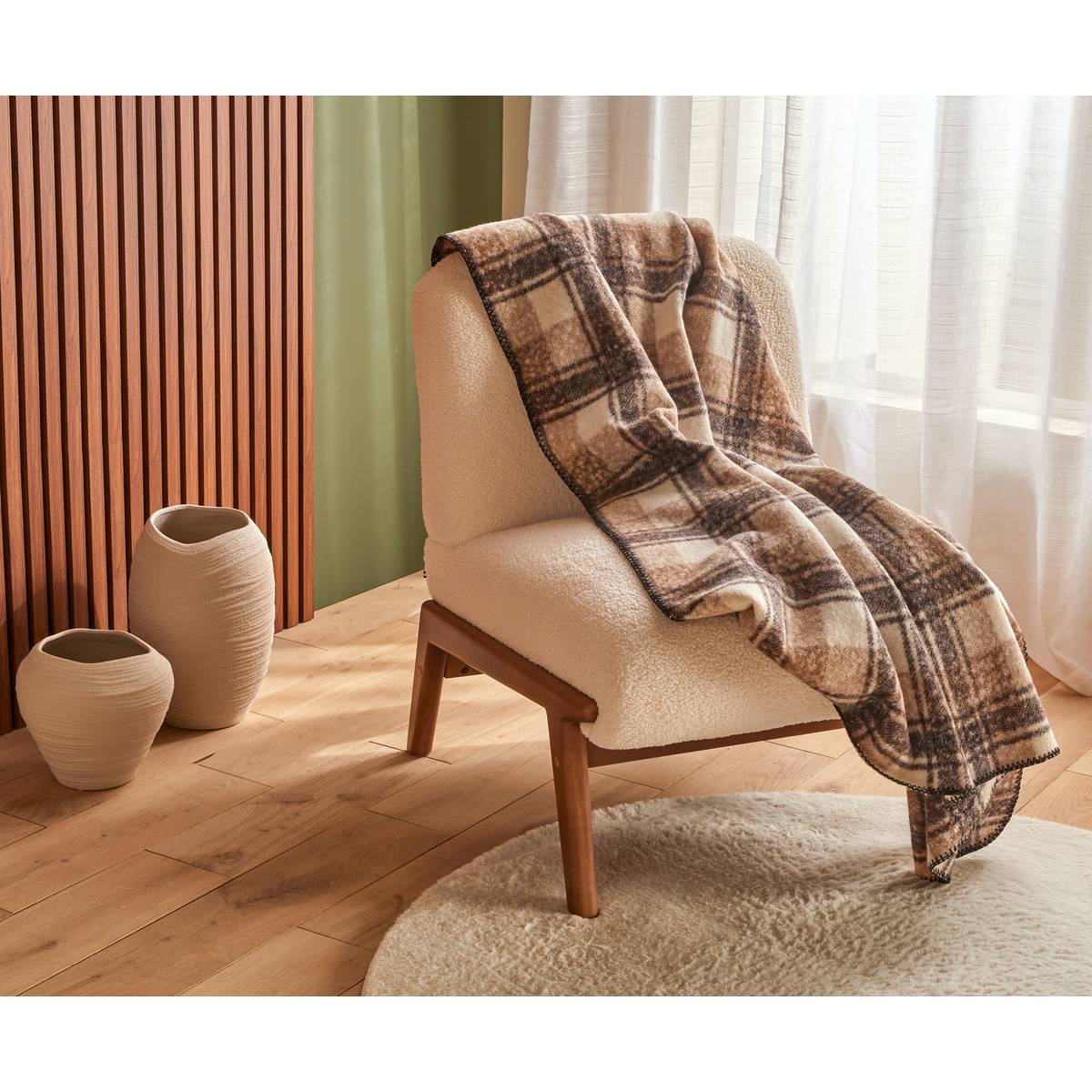 Plaid AUTOMNE beige lin, ATMOSPHERA