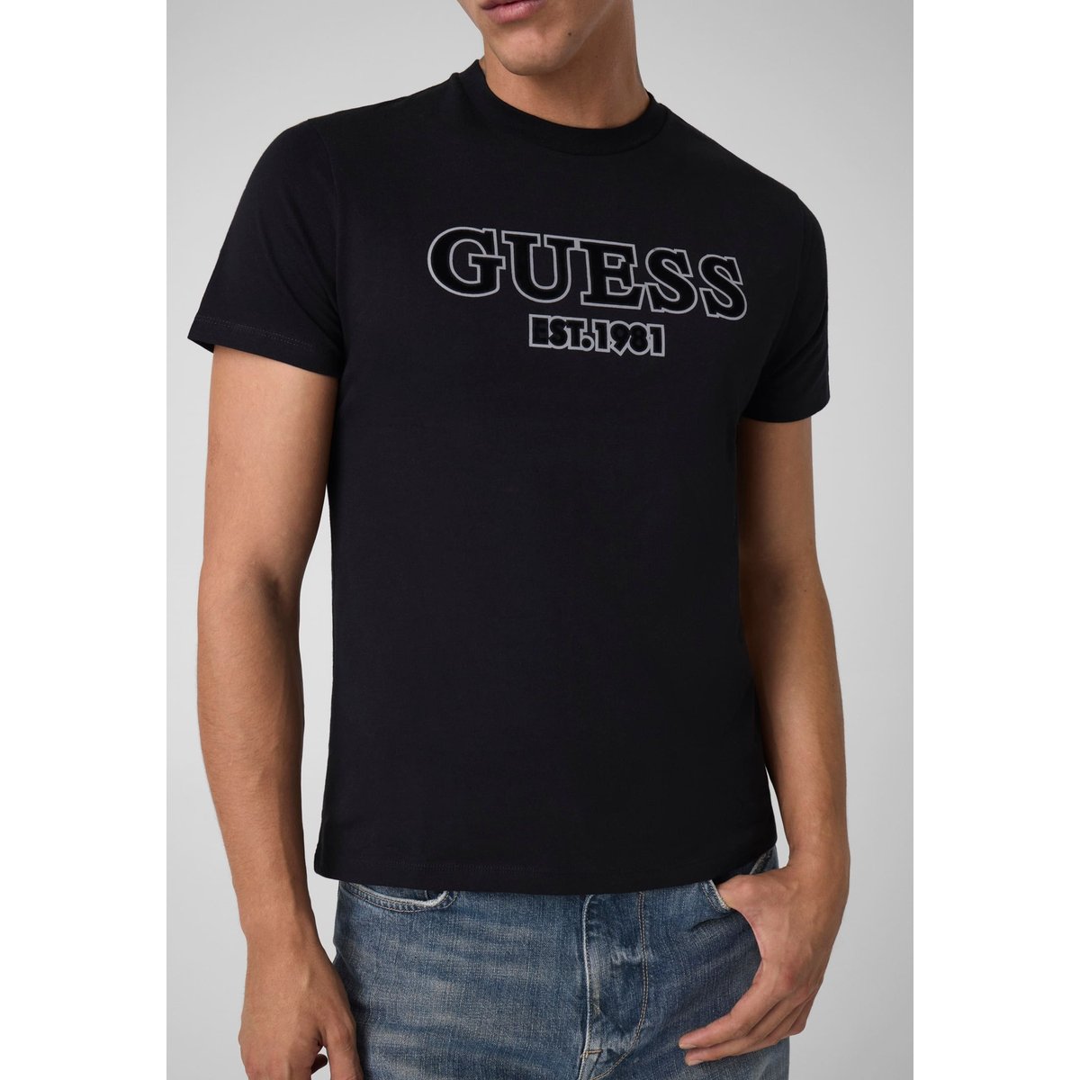 T-Shirt Avec Logo Imprimé noir, GUESS