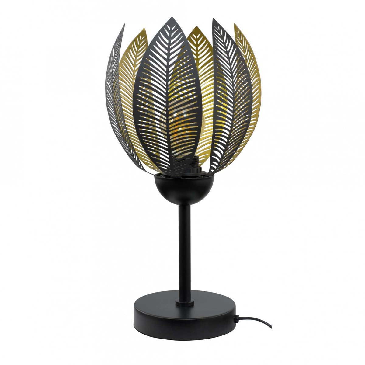 Lampe à poser en métal perforé, VESCA noir intérieur doré, C-CREATION