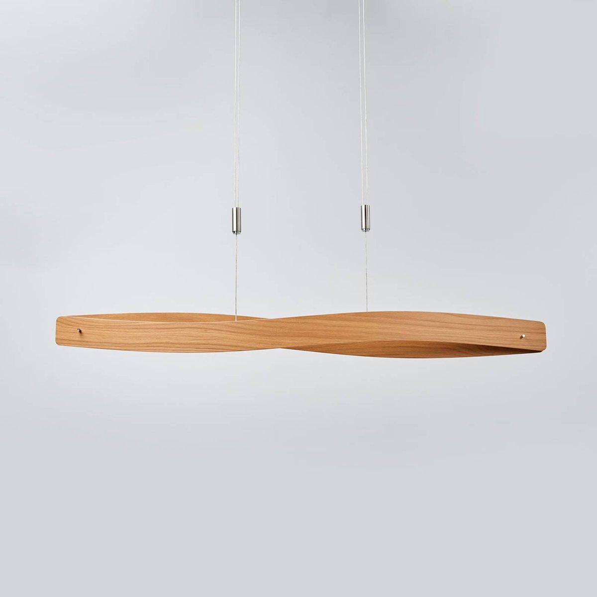 Suspension En Bois Design Led, Lian chêne naturel, nickel mat, LUCANDE
