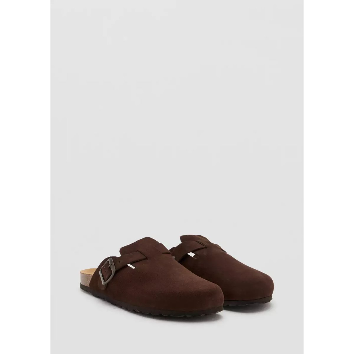 Sabots cuir boucle chocolat, MANGO TEEN