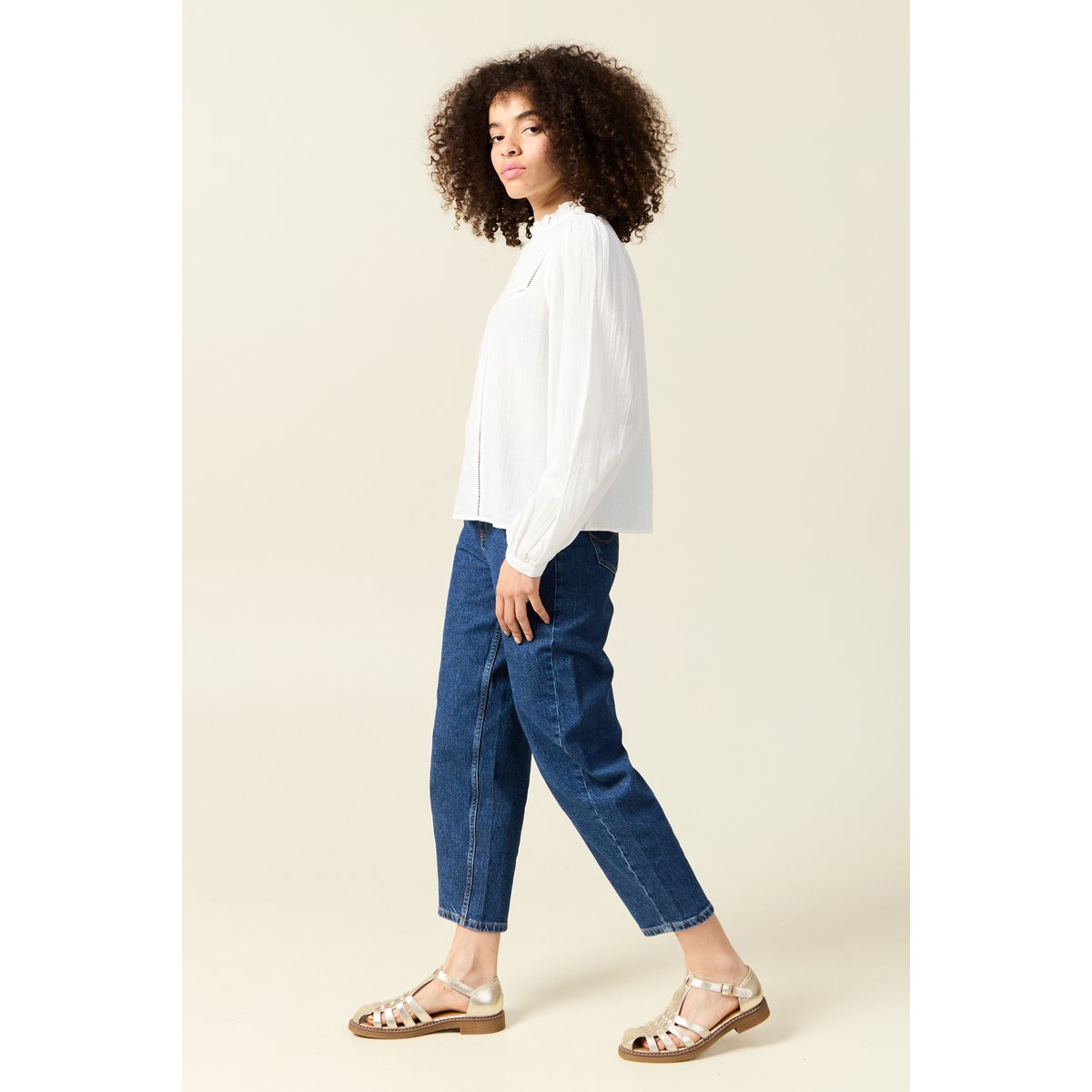 Chemise manches longues brodée ecru, BONOBO