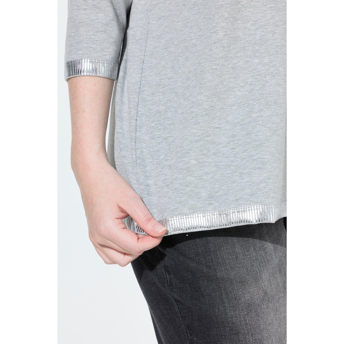 T-shirt imprimé argenté gris clair chiné, ULLA POPKEN