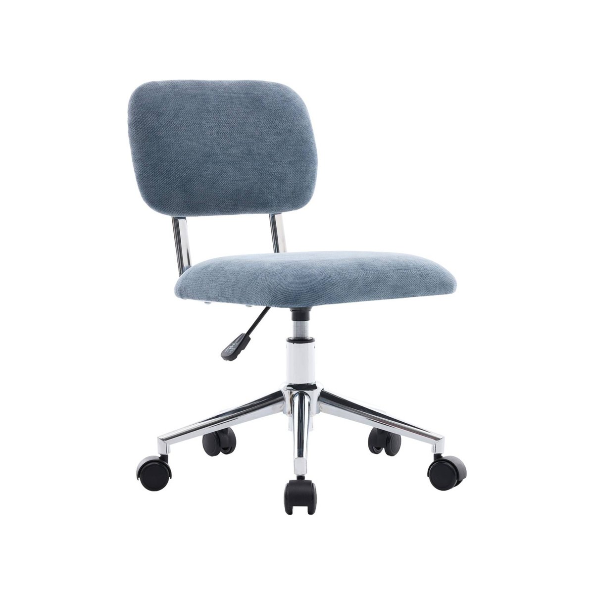 Chaise de bureau enfant à roulettes ajustable tissu chenille AMORY KID bleu, SWEEEK
