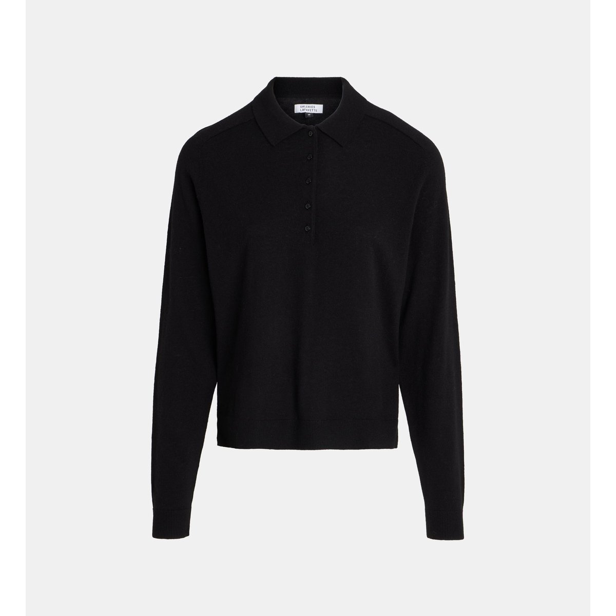 Pull slim elsa polo en laine noir, GALERIES LAFAYETTE