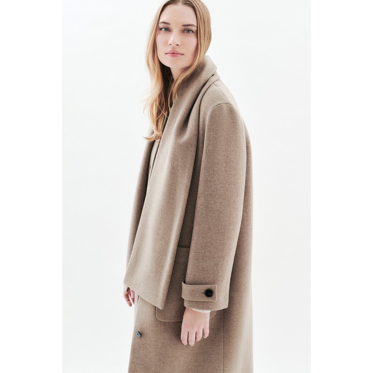 Manteau mi-long en laine GENTIANI taupe, CAROLL