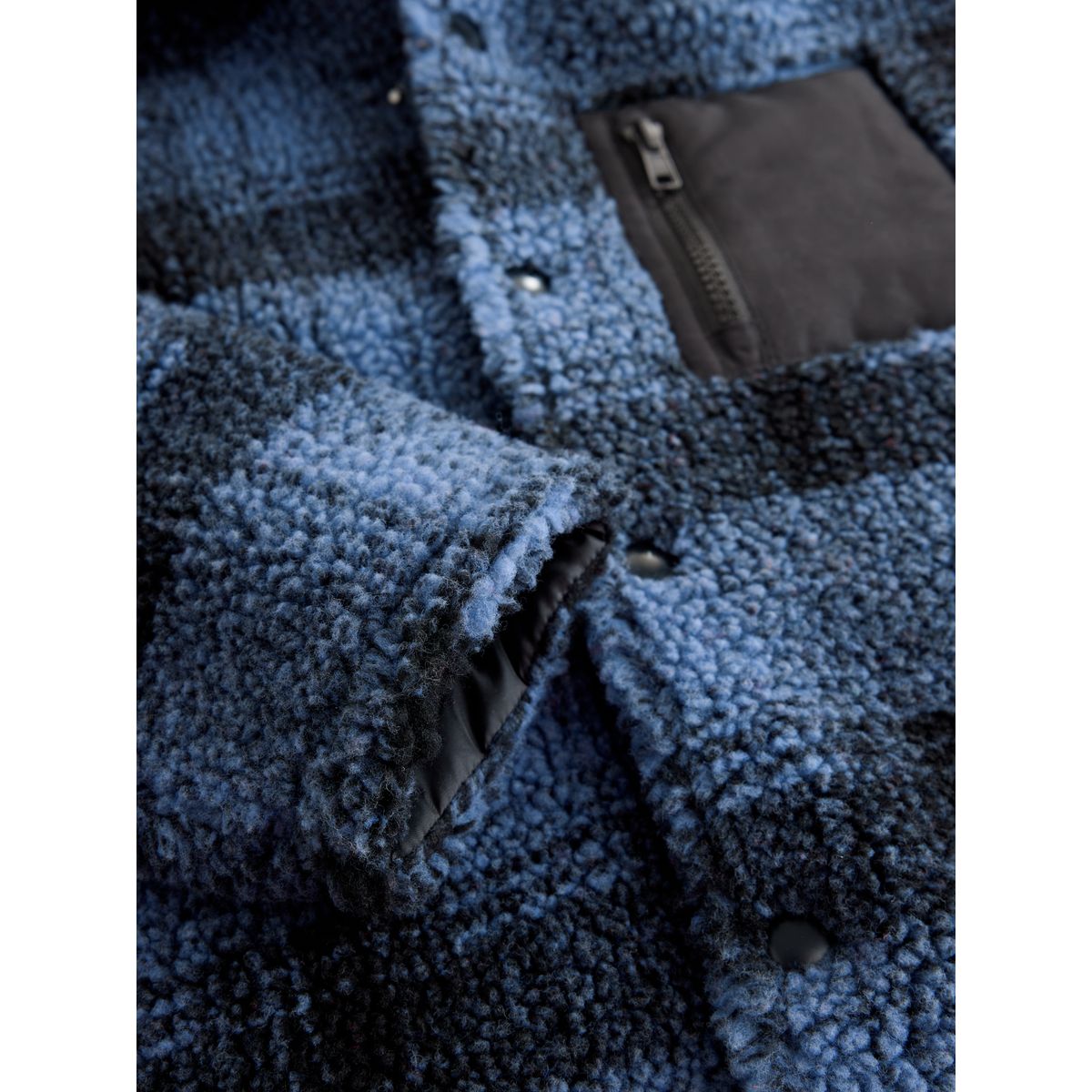 Veste-chemise polaire peau lainée carreaux bleus, NEXT