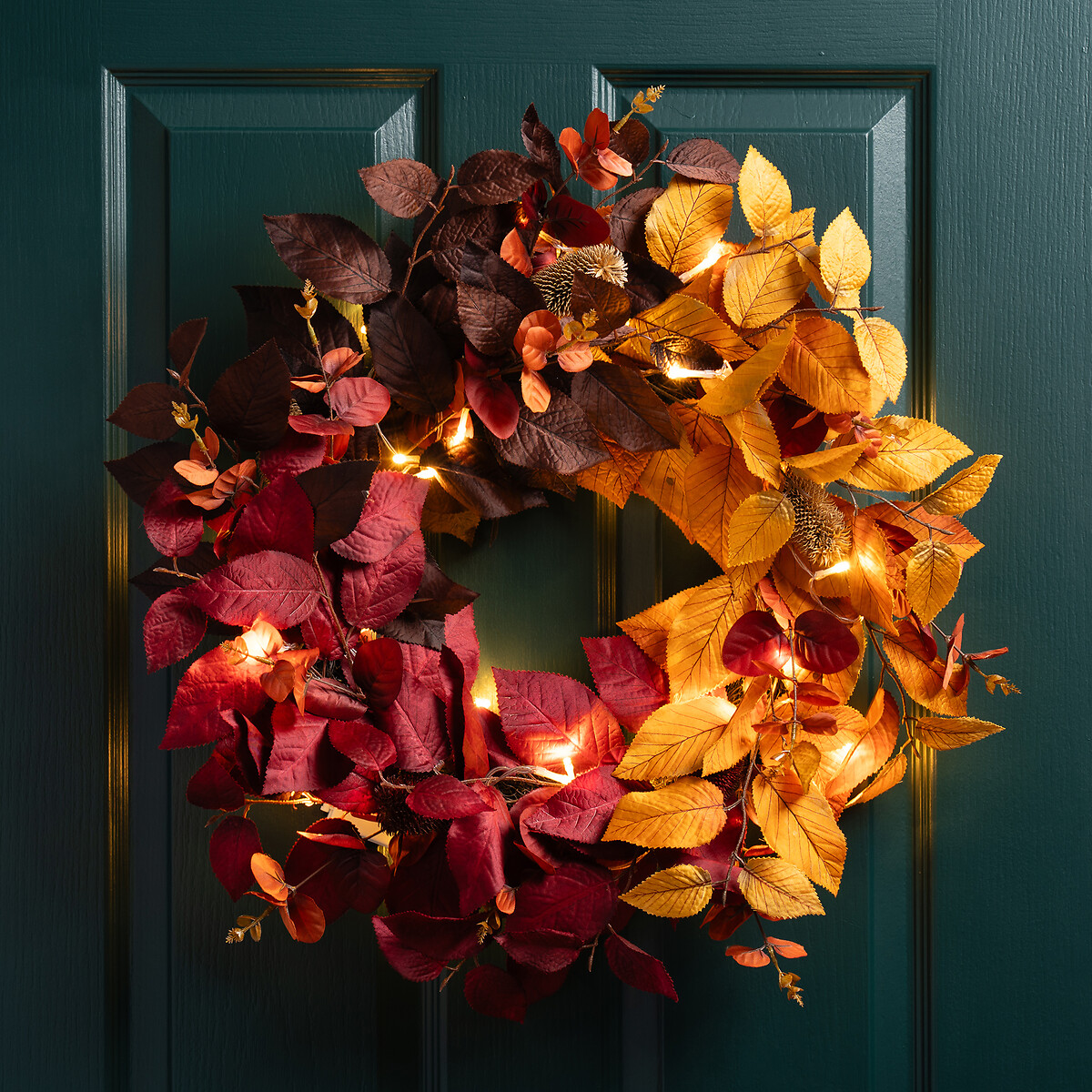 50cm Autumnal Wreath with Lights multi-coloured, SO'HOME