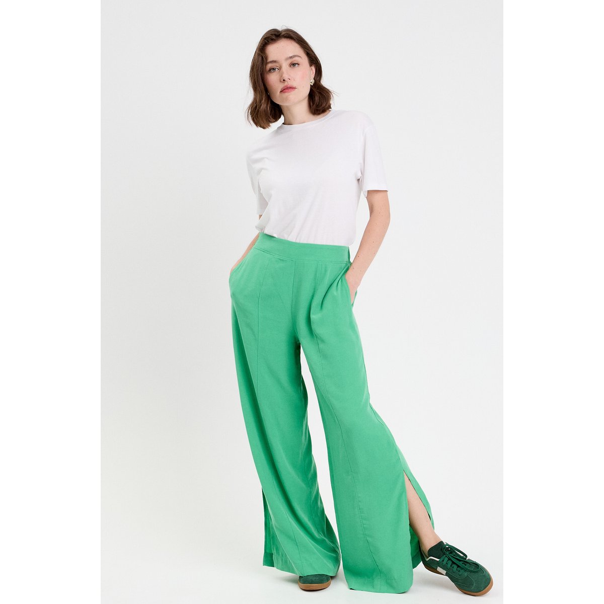 Pantalon large taille standard vert, CACHE CACHE