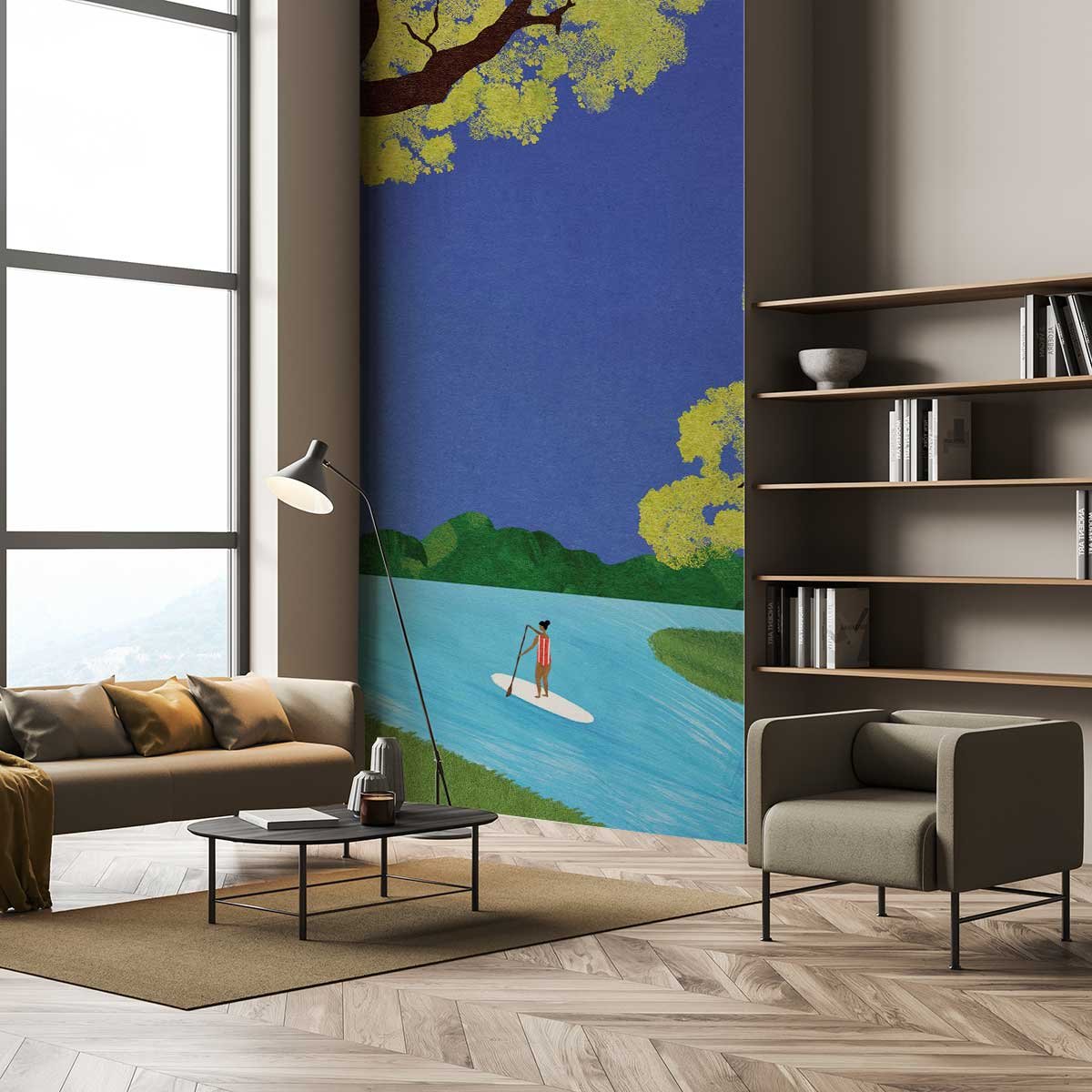 Papier peint stand up paddle en mangrove intissé, HEXOA