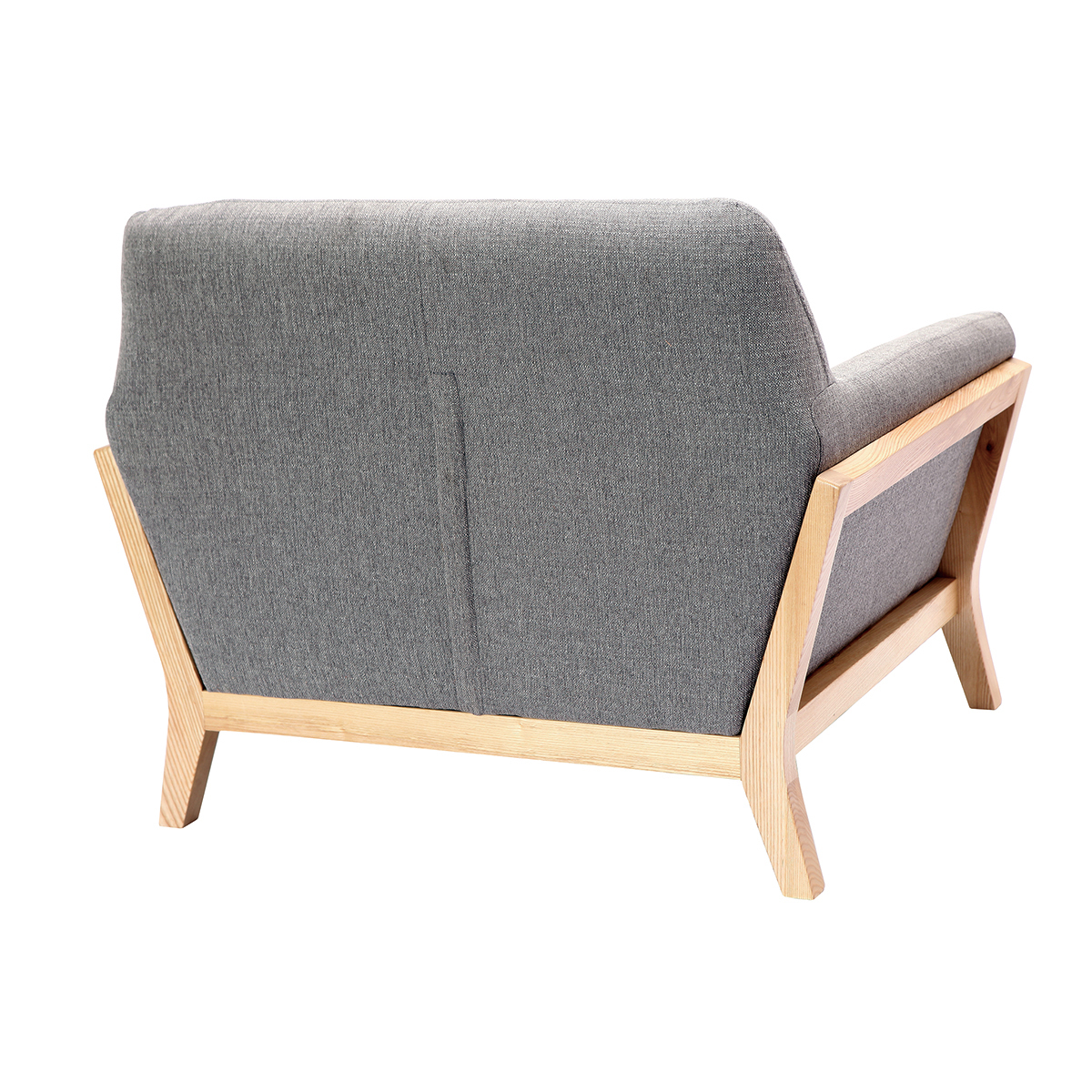 Fauteuil scandinave en tissu gris et bois clair massif YOKO gris perle, MILIBOO