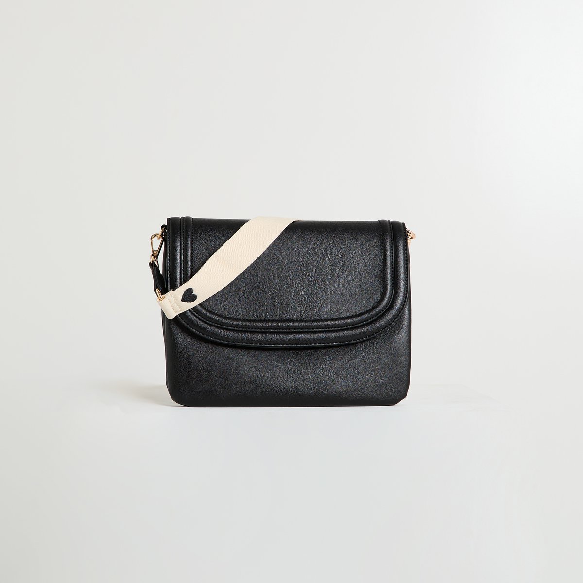 Sac zippé à rabat noir, GRAIN DE MALICE