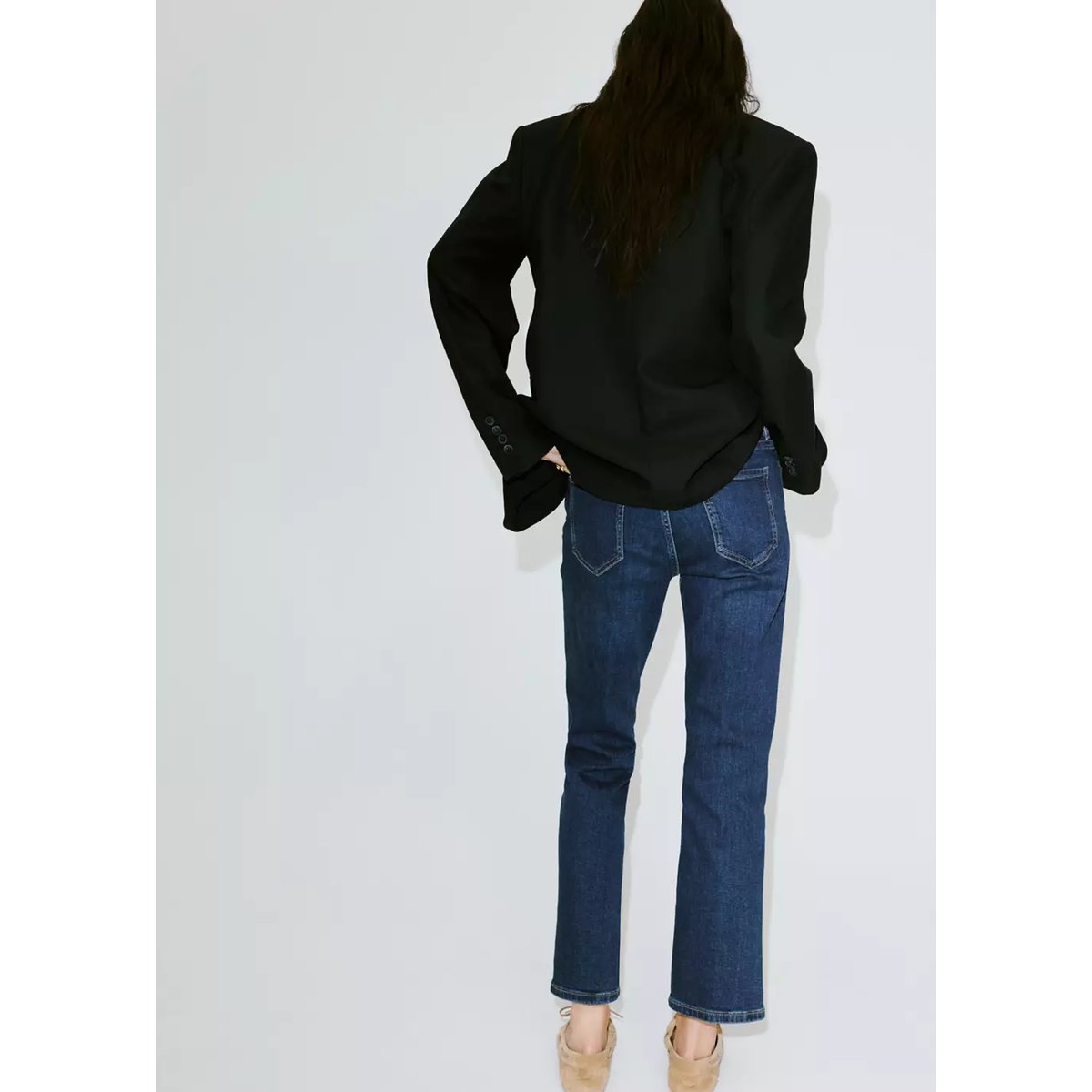 Jean Sienna flare crop bleu foncé, MANGO