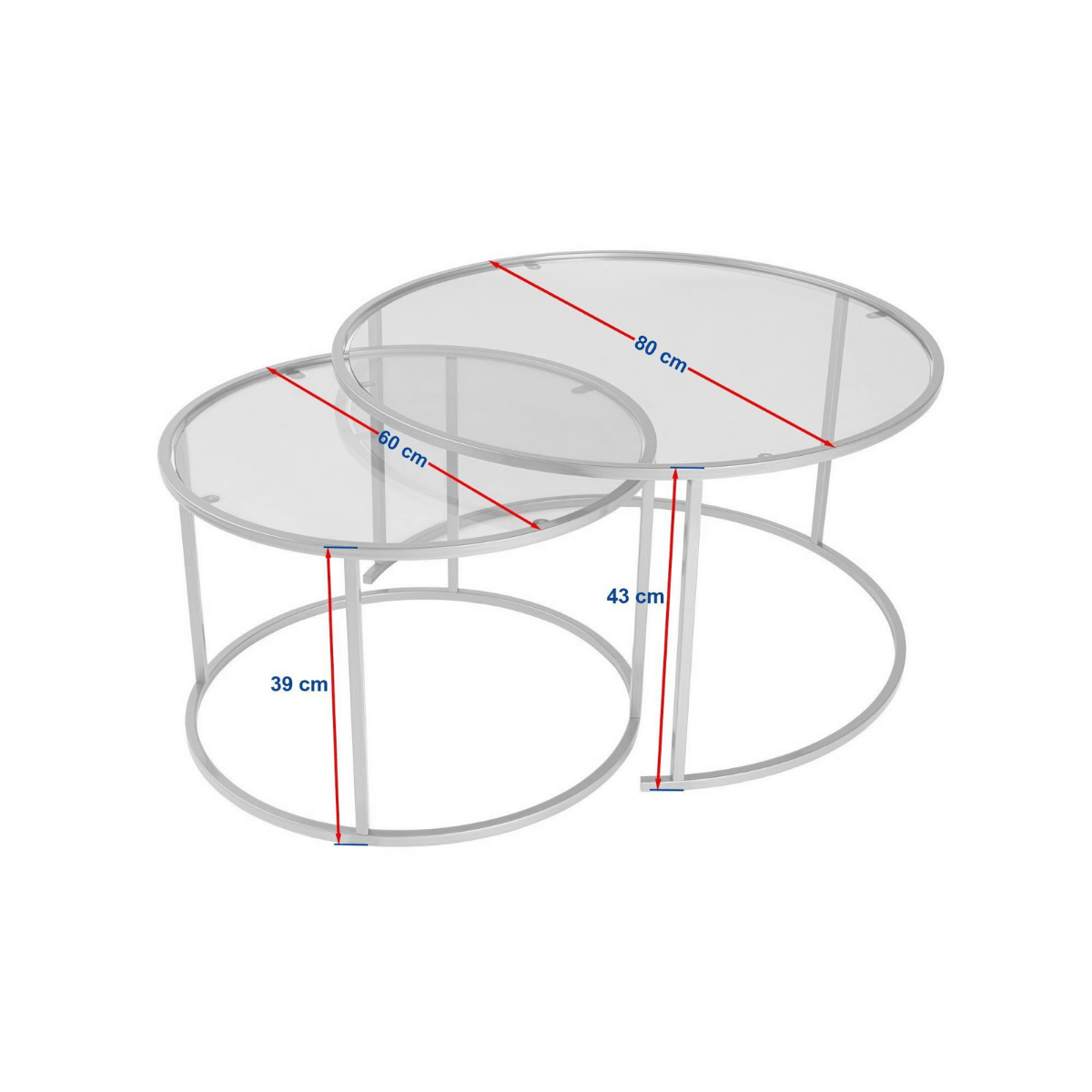 Lot de 2 tables basses gigognes - AURUM noir, CALICOSY