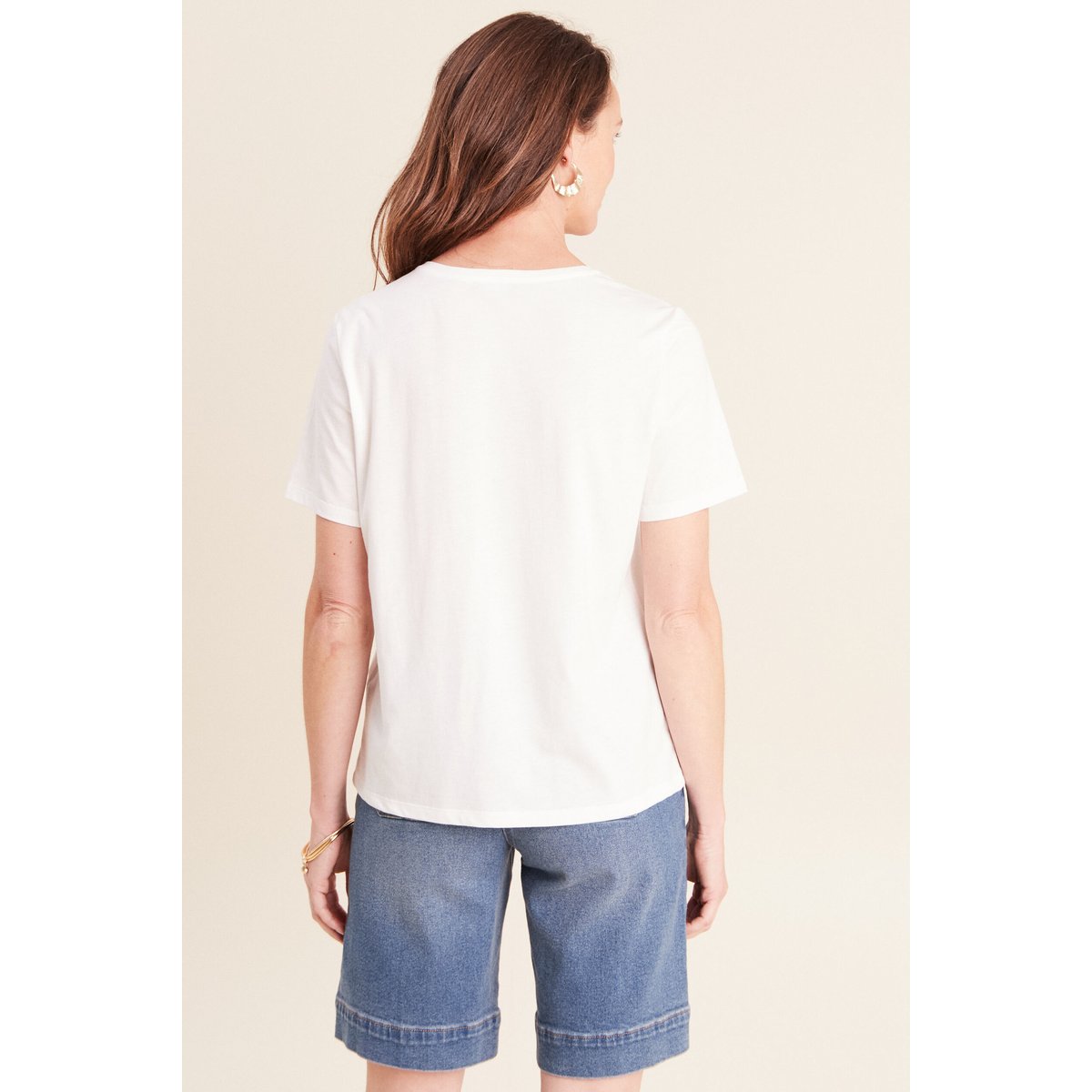 T-shirt col rond manches courtes ecru, BREAL